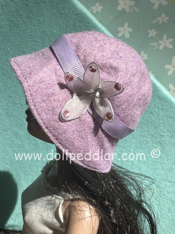 Felt Cloche Light Purple Hat (Modeled on 7-8" Head)