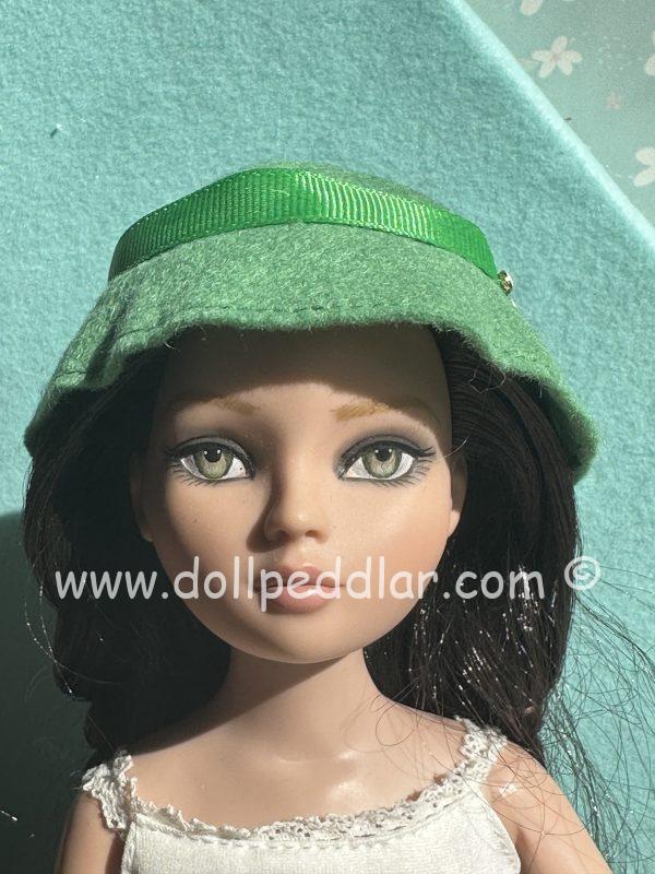 Felt Cloche Green Hat with Daisy (Modeled on 7-8" Head) - Image 3