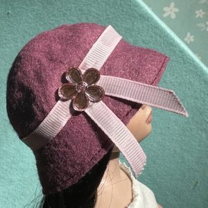 Felt Cloche Mauve Hat (Modeled on 7-8″ Head)