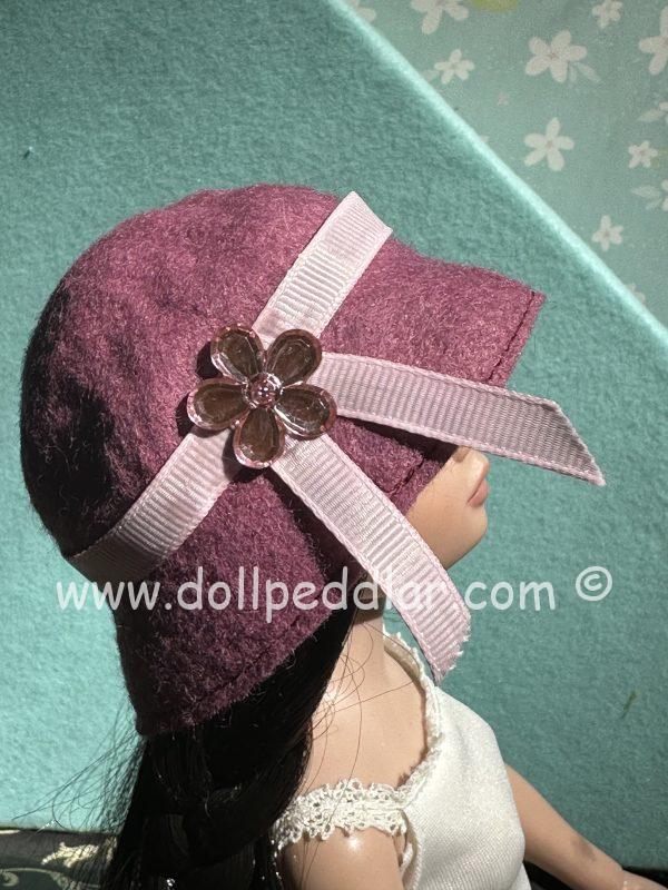 Felt Cloche Mauve Hat (Modeled on 7-8" Head)