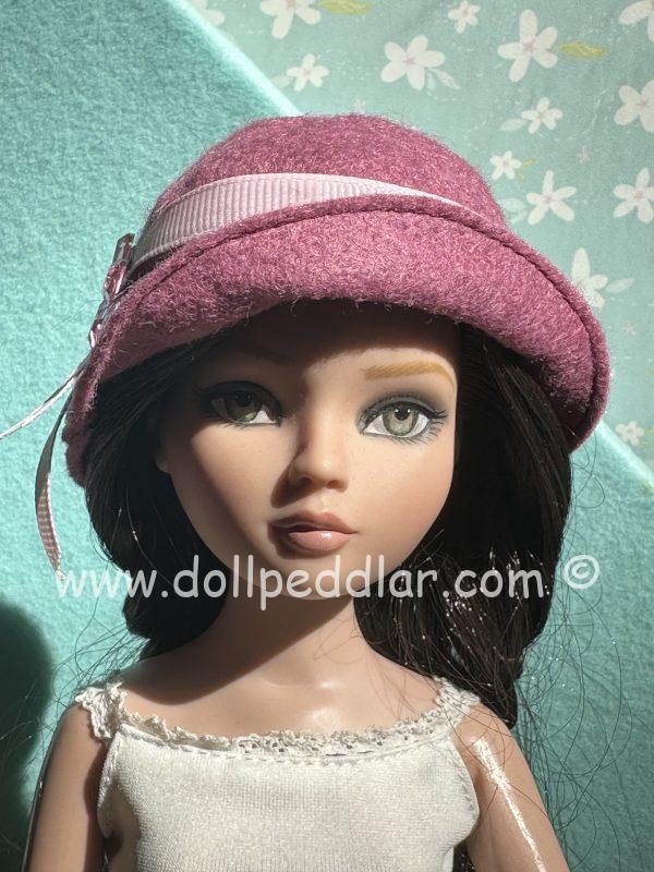 Felt Cloche Mauve Hat (Modeled on 7-8" Head) - Image 3