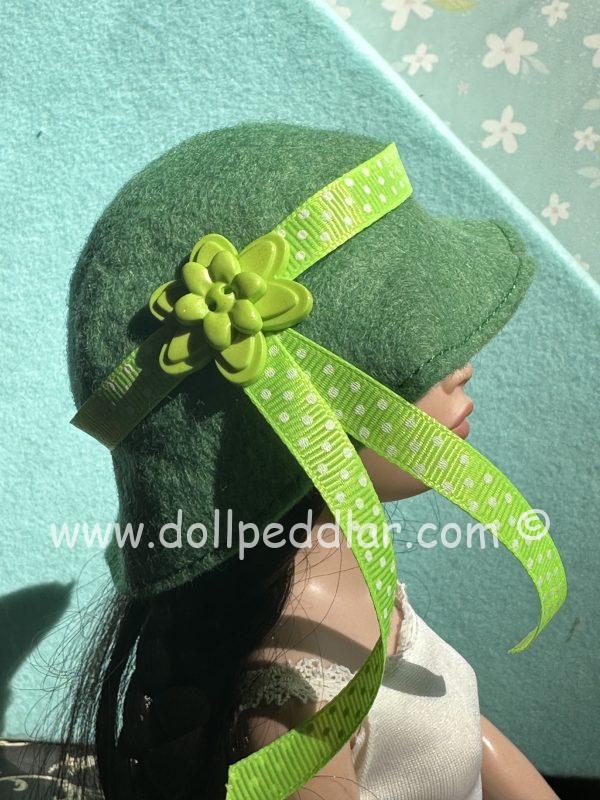 Felt Cloche Dark Green Hat (Modeled on 7-8" Head)