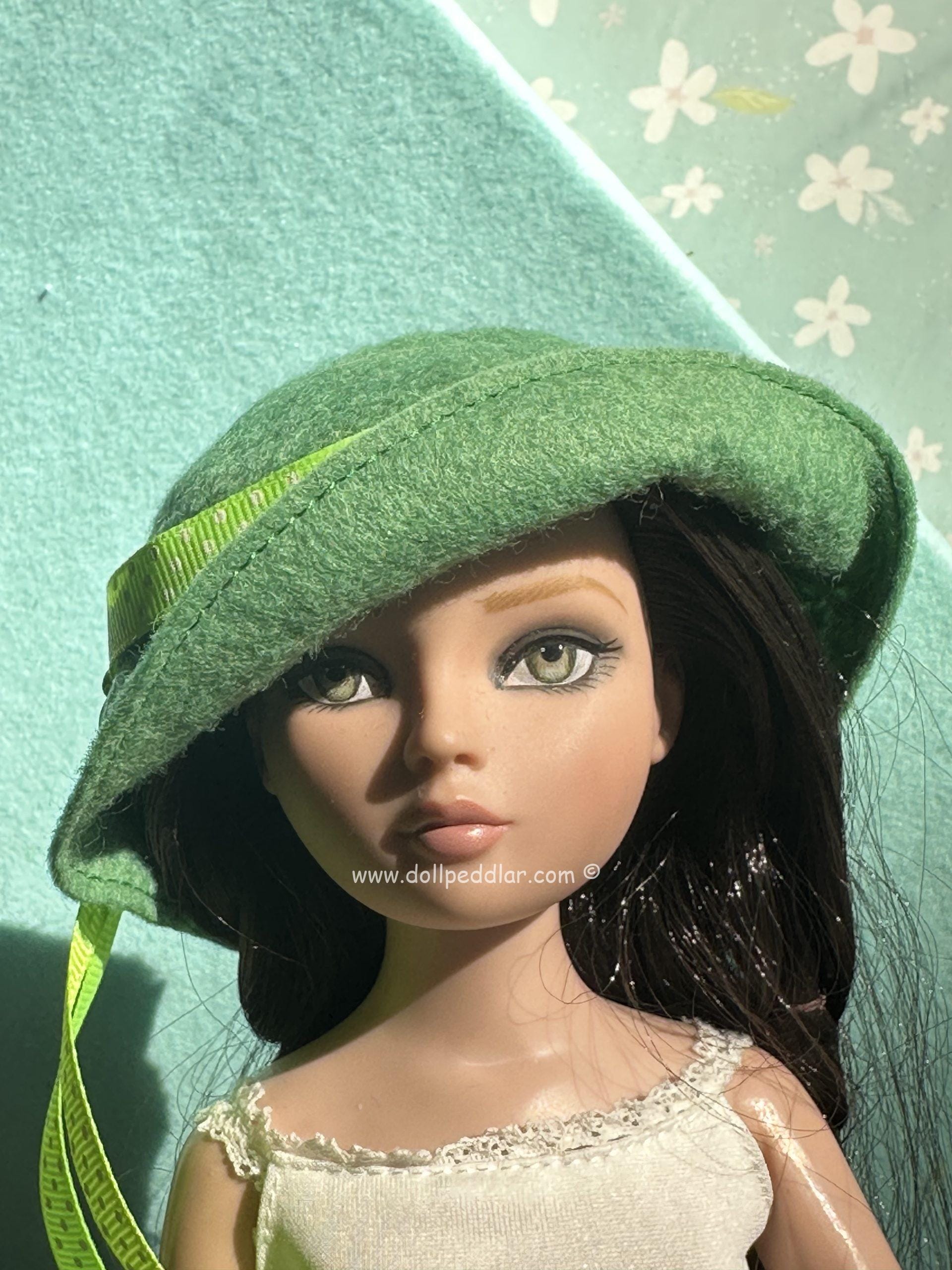 Felt Cloche Dark Green Hat (Modeled on 7-8" Head) - Image 3