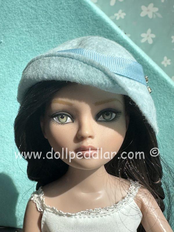 Felt Cloche Light Blue Hat with Pin (Modeled on 7-8" Head) - Image 3