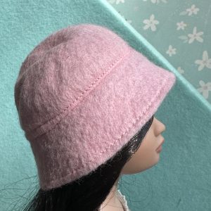 Felt Cloche Light Pink Hat (Modeled on 7-8″ Head)