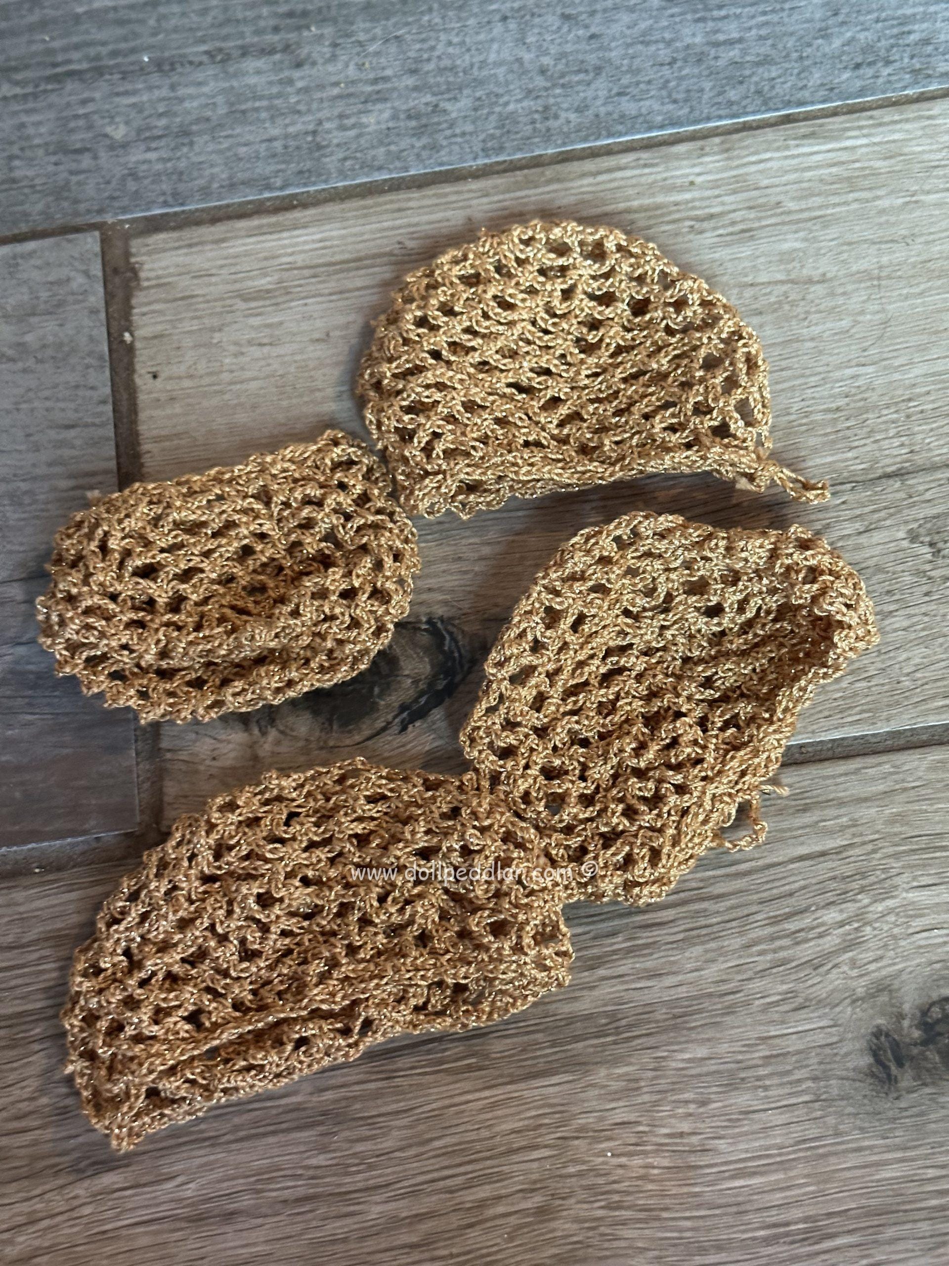 Tan Crochet Beanie Hat (Modeled on 7-8" Head) - Image 4