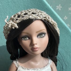 Ivory Crochet Beanie Hat (Modeled on 7-8″ Head)