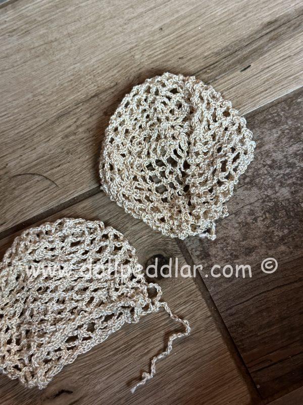 Ivory Crochet Beanie Hat (Modeled on 7-8" Head) - Image 3