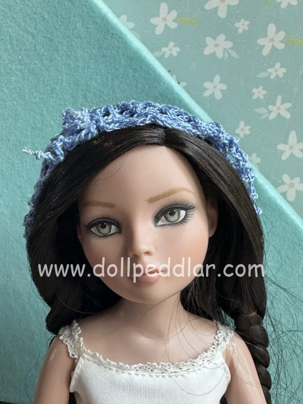 Blue Crochet Beanie Hat (Modeled on 7-8" Head) - Image 3