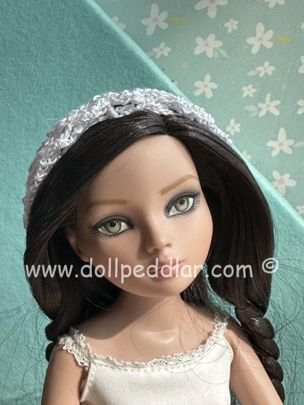 White Crochet Beanie Hat (Modeled on 7-8" Head) - Image 4