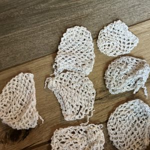 White Crochet Beanie Hat (Modeled on 7-8″ Head)