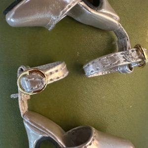 Patent Pewter Fashion Doll Shoes 16″
