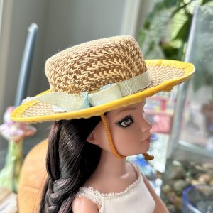 Yellow-Brim Brown Hat (Modeled on 7-8″ Head)