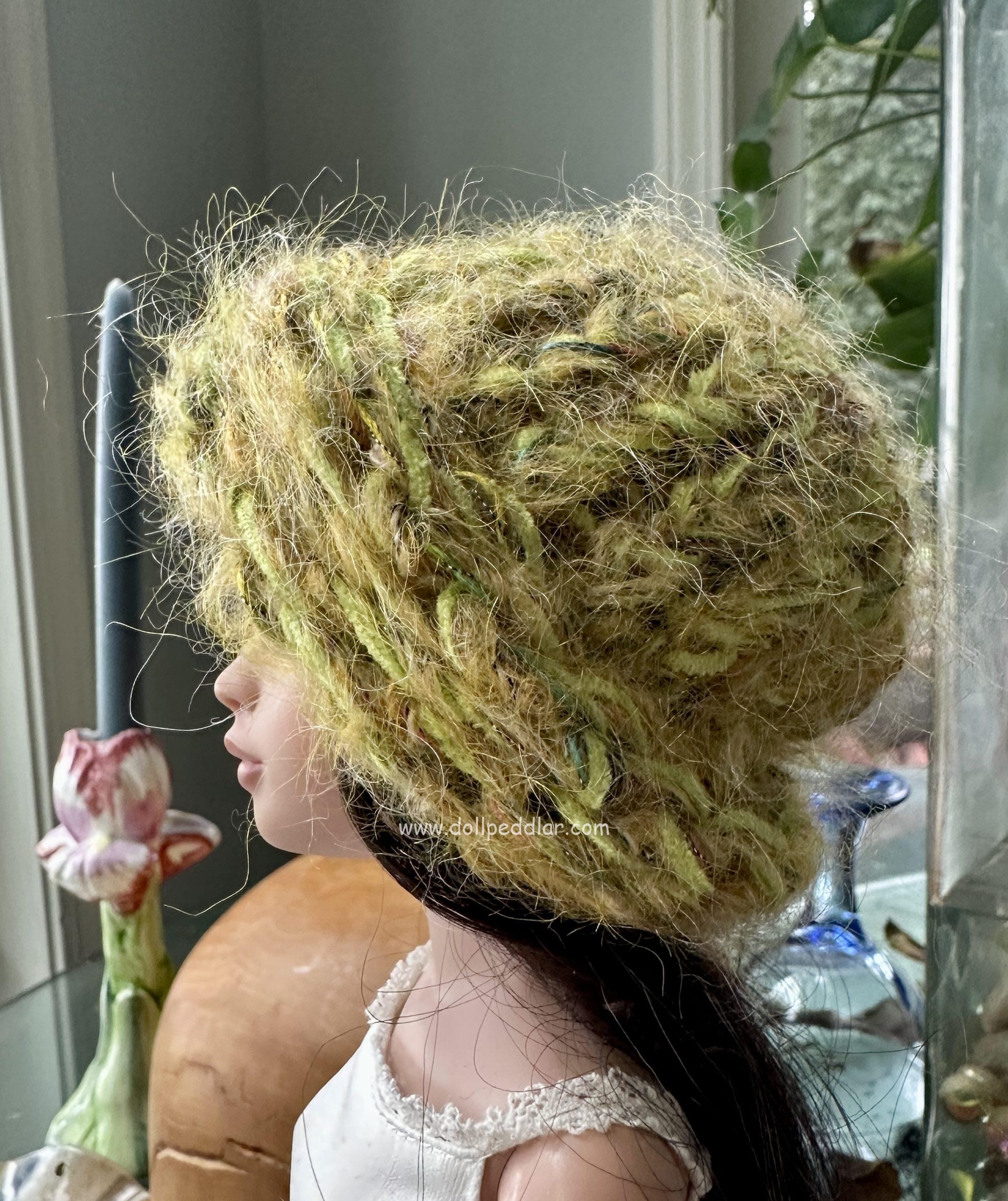 Multi-Green Yarn Beanie (Modeled on 7-8" Head) - Image 4
