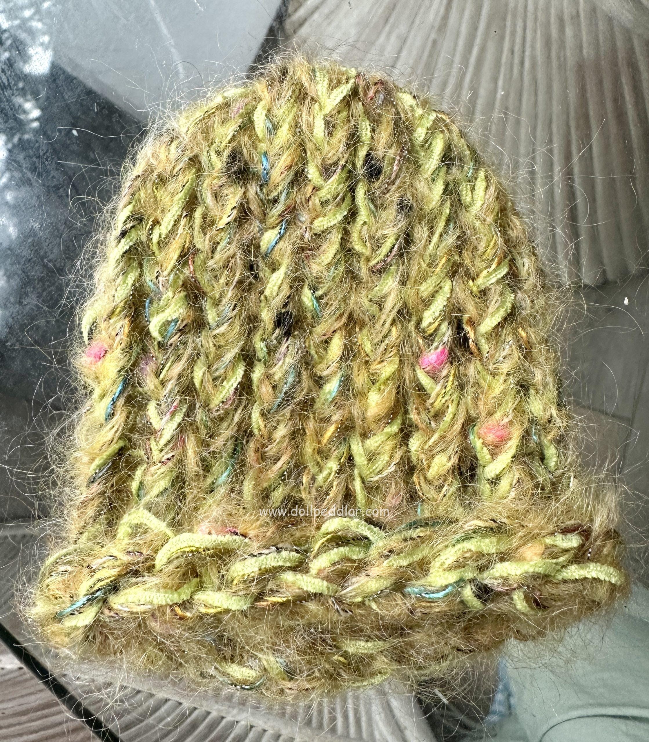 Multi-Green Yarn Beanie (Modeled on 7-8" Head) - Image 3