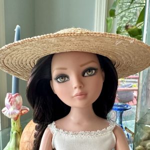 Plain Wide-Brim Straw Hat (Modeled on 7-8″ Head)