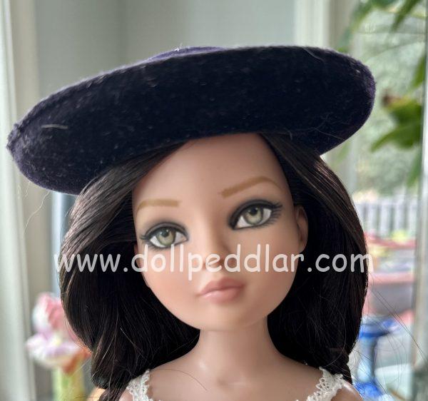 Black Velvet Hat with Navy Ribbon (Modeled on 7-8" Head) - Image 4
