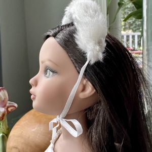 White Faux Fur Headband (Modeled on 7-8″ Head)