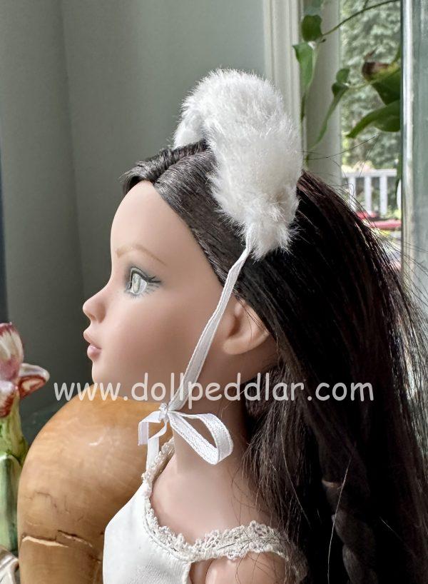 White Faux Fur Headband (Modeled on 7-8" Head) - Image 2