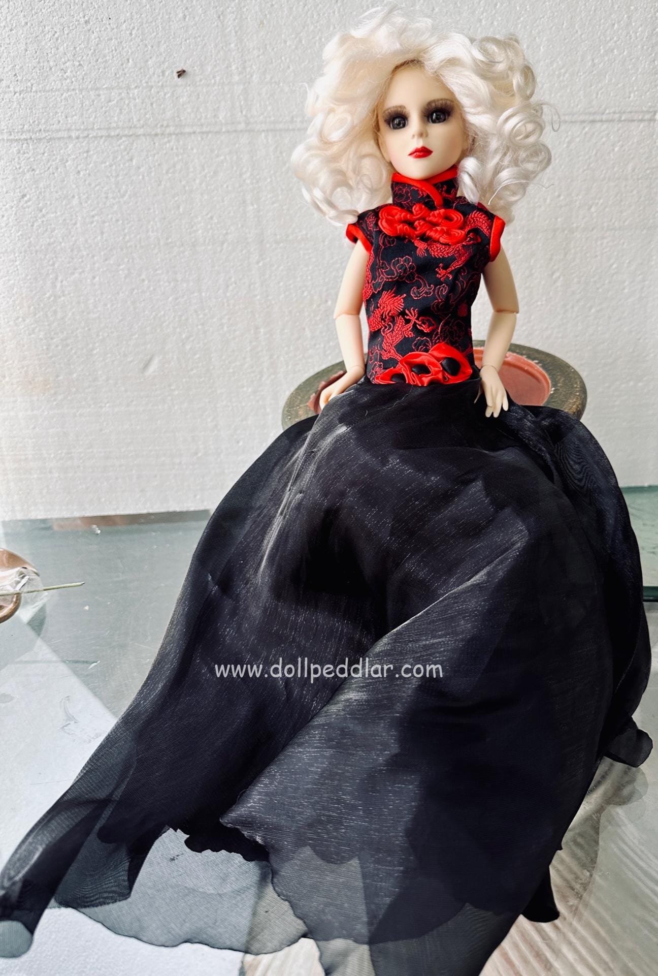 Goodreau BJD 16" OOAK faceup, Asian-inspired long gown - Image 6