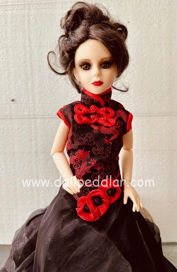 Goodreau BJD 16" OOAK faceup, Asian-inspired long gown - Image 2