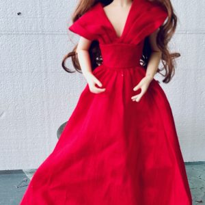 Boneka Red Silk Ball Gown worn by Goodreau resin bjd 16″ Included Full Set. Mint