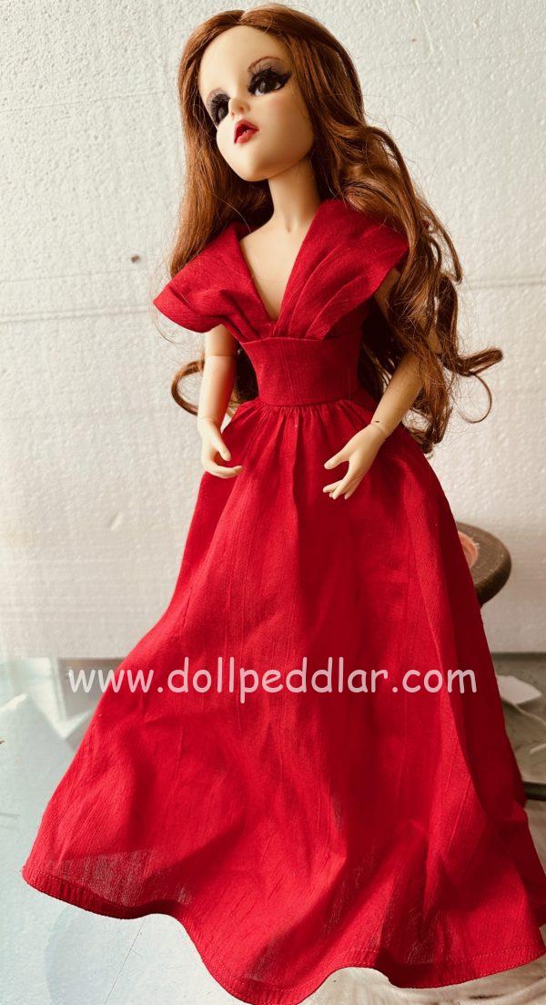 Goodreau BJD 16” ooak Boneka Red Silk Ball Gown 16" Full Set - Image 3