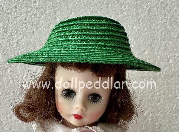 Green Straw Hat with Flowers (Modeled on 4-5" Head) - Image 4