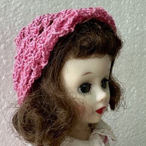 Pink Crochet Beanie (Modeled on 4-5″ Head)