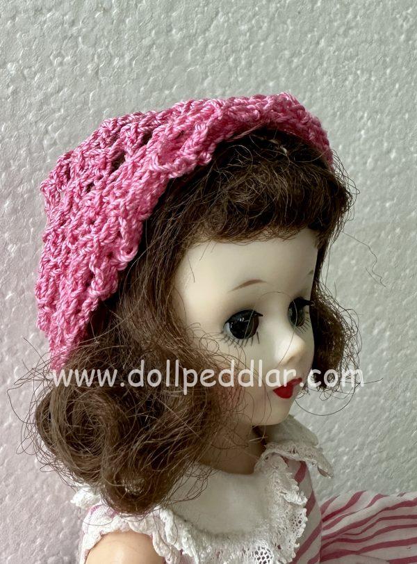 Pink Crochet Beanie (Modeled on 4-5" Head)