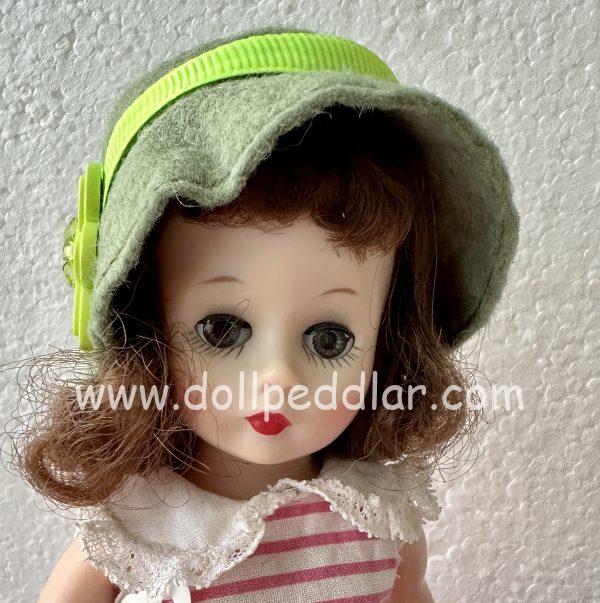 Green Felt Hat with Lime Green Ribbon (Modeled on 4-5" Head) - Image 2