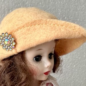 Yellow Felt Hat with Pin (Modeled on 4-5″ Head)