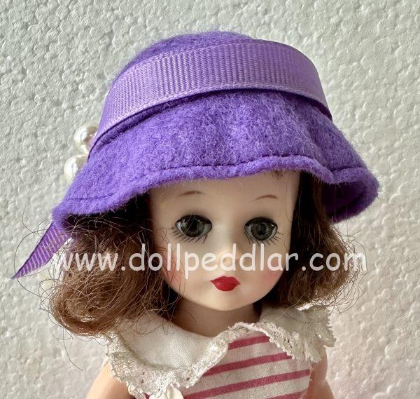 Purple Felt Hat with Pin (Modeled on 4-5" Head) - Image 4