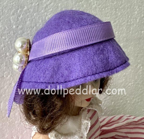 Purple Felt Hat with Pin (Modeled on 4-5" Head)