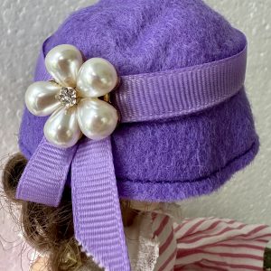 Purple Felt Hat with Pin (Modeled on 4-5″ Head)