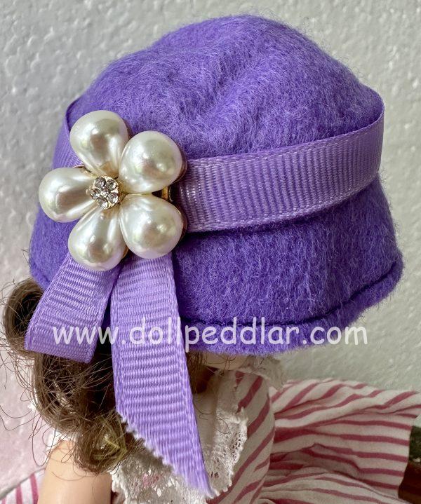 Purple Felt Hat with Pin (Modeled on 4-5" Head) - Image 2