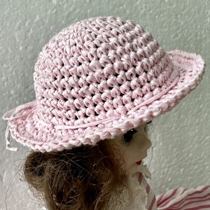 Pink Crochet Hat (Modeled on 4-5″ Head)