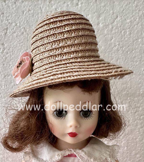 Tall Straw Hat with Flower (Modeled on 4-5" Head) - Image 2