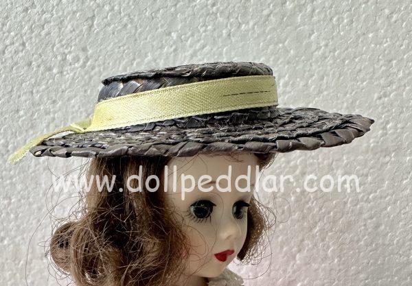 Black Straw Hat with Yellow Ribbon (Modeled on 4-5" Head) - Image 2