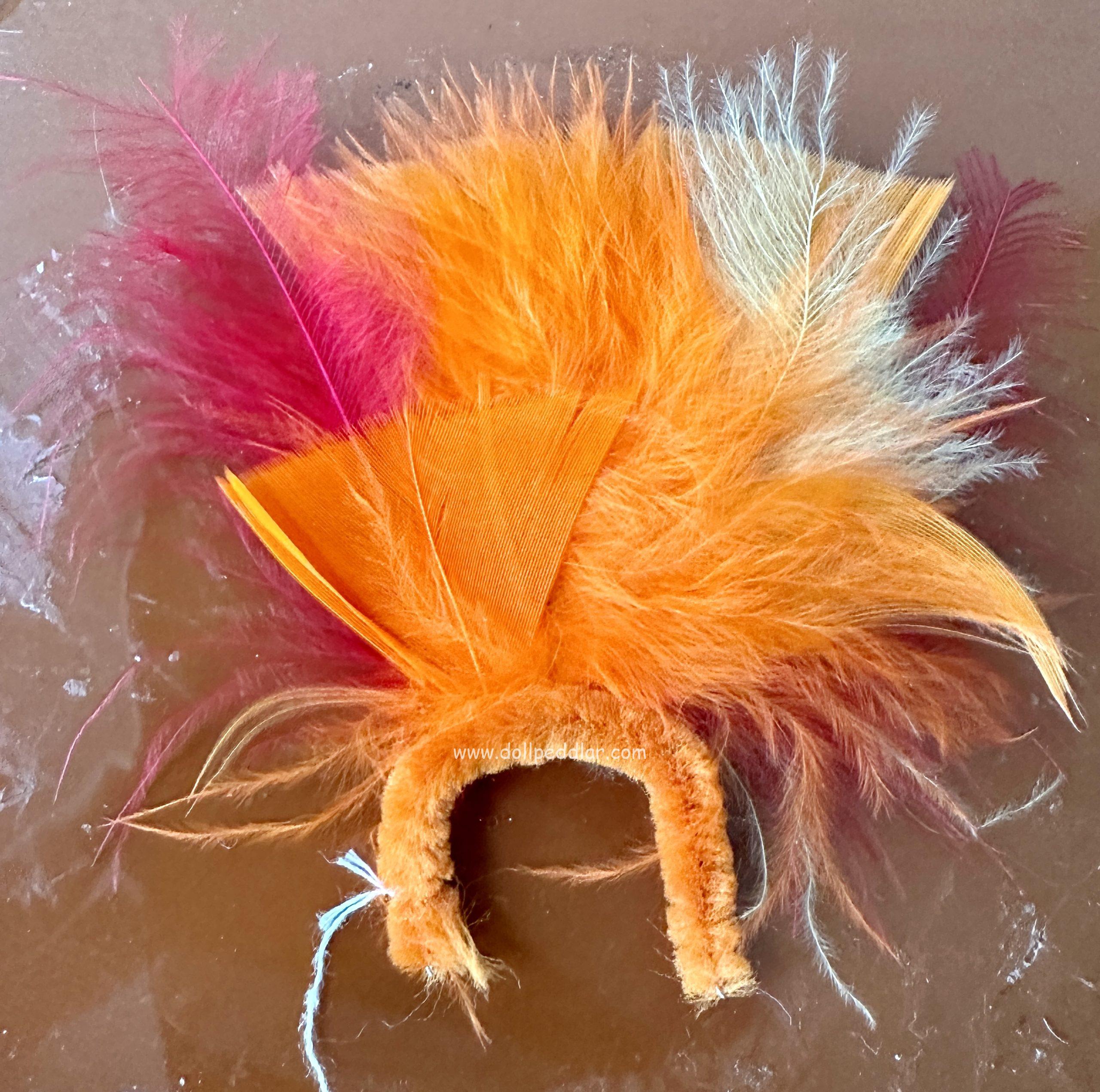 Orange and Red Feather Headband (1-2")