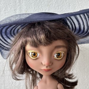 Black Sheer Large Brim Sun Hat (Modeled on 9-10″ Head)