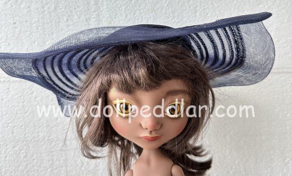 Black Sheer Large Brim Sun Hat (Modeled on 9-10" Head)