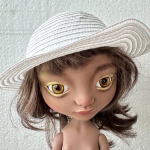 White Straw Hat (Modeled on 9-10″ Head)