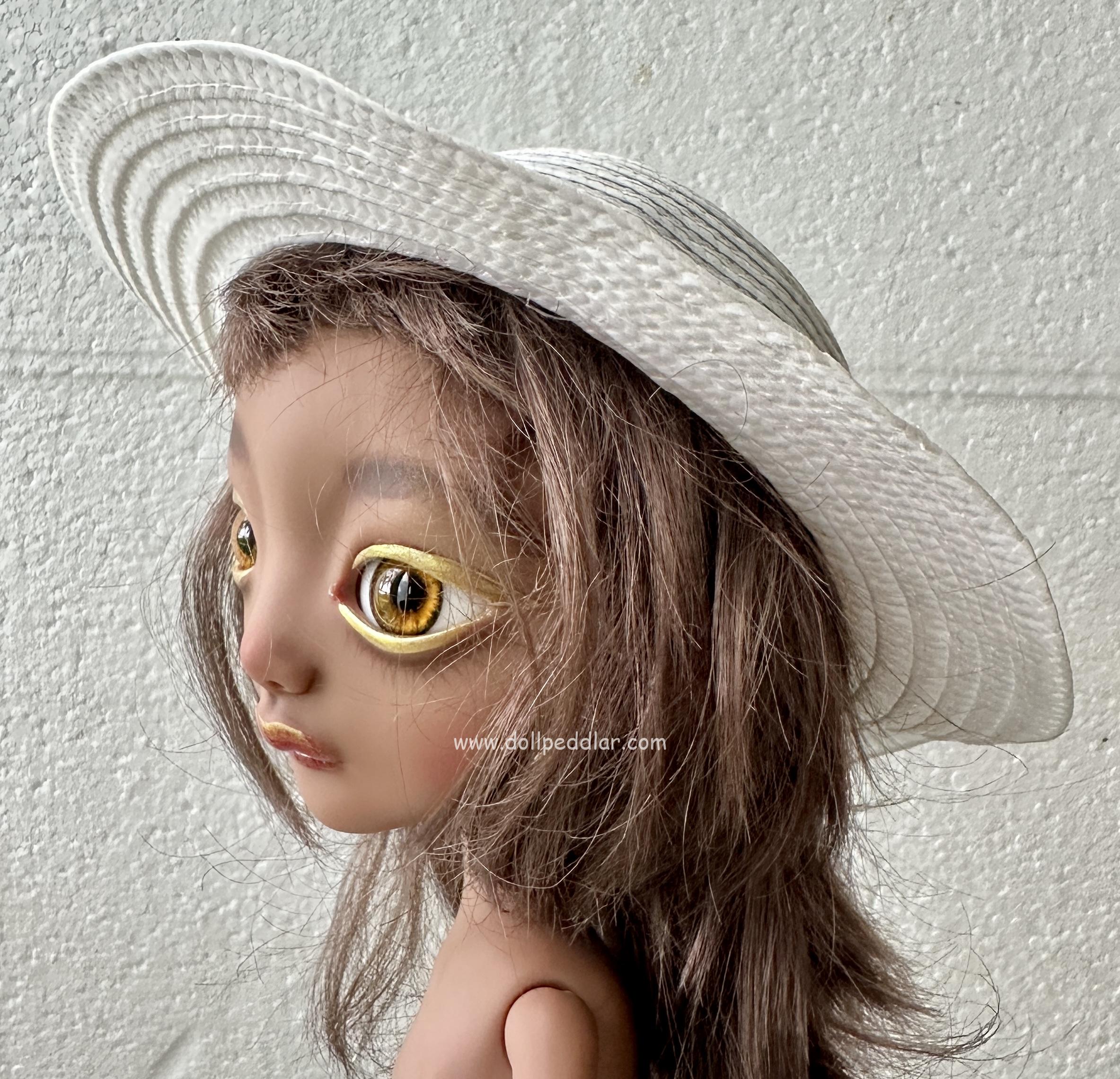 White Straw Hat (Modeled on 9-10" Head) - Image 3