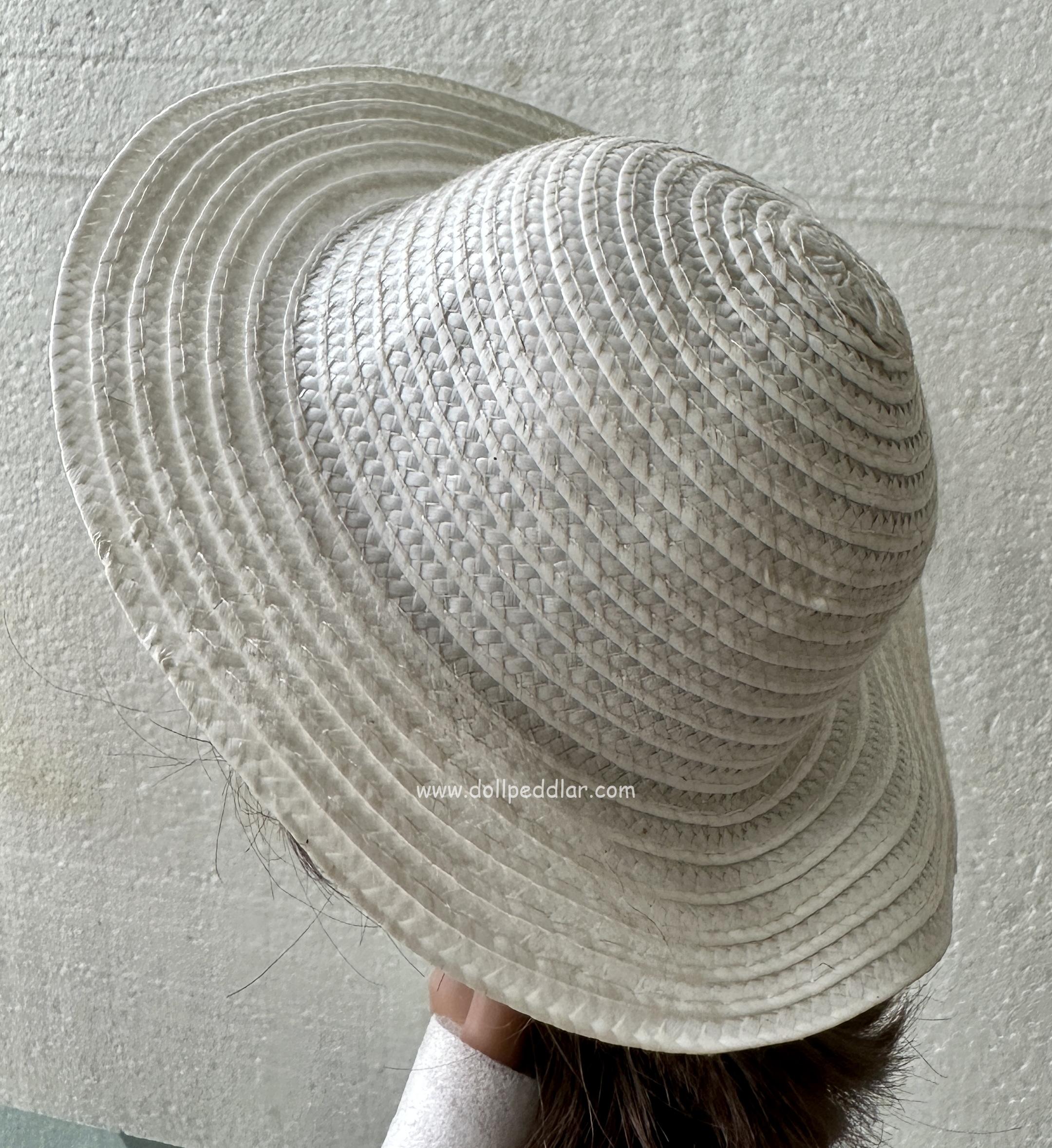 White Straw Hat (Modeled on 9-10" Head) - Image 4