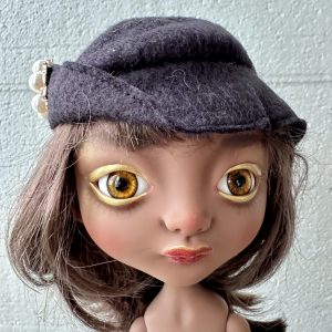 Black Felt Hat with Pin (Modeled on 9-10″ Head)