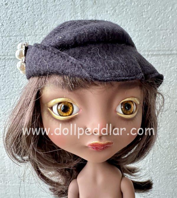 Black Felt Hat with Pin (Modeled on 9-10" Head) - Image 2