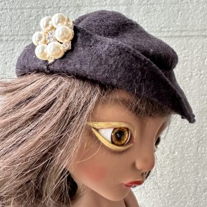 Black Felt Hat with Pin (Modeled on 9-10″ Head)