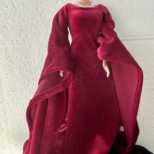 Red Medieval Velvet Dress for 12″ Dolls