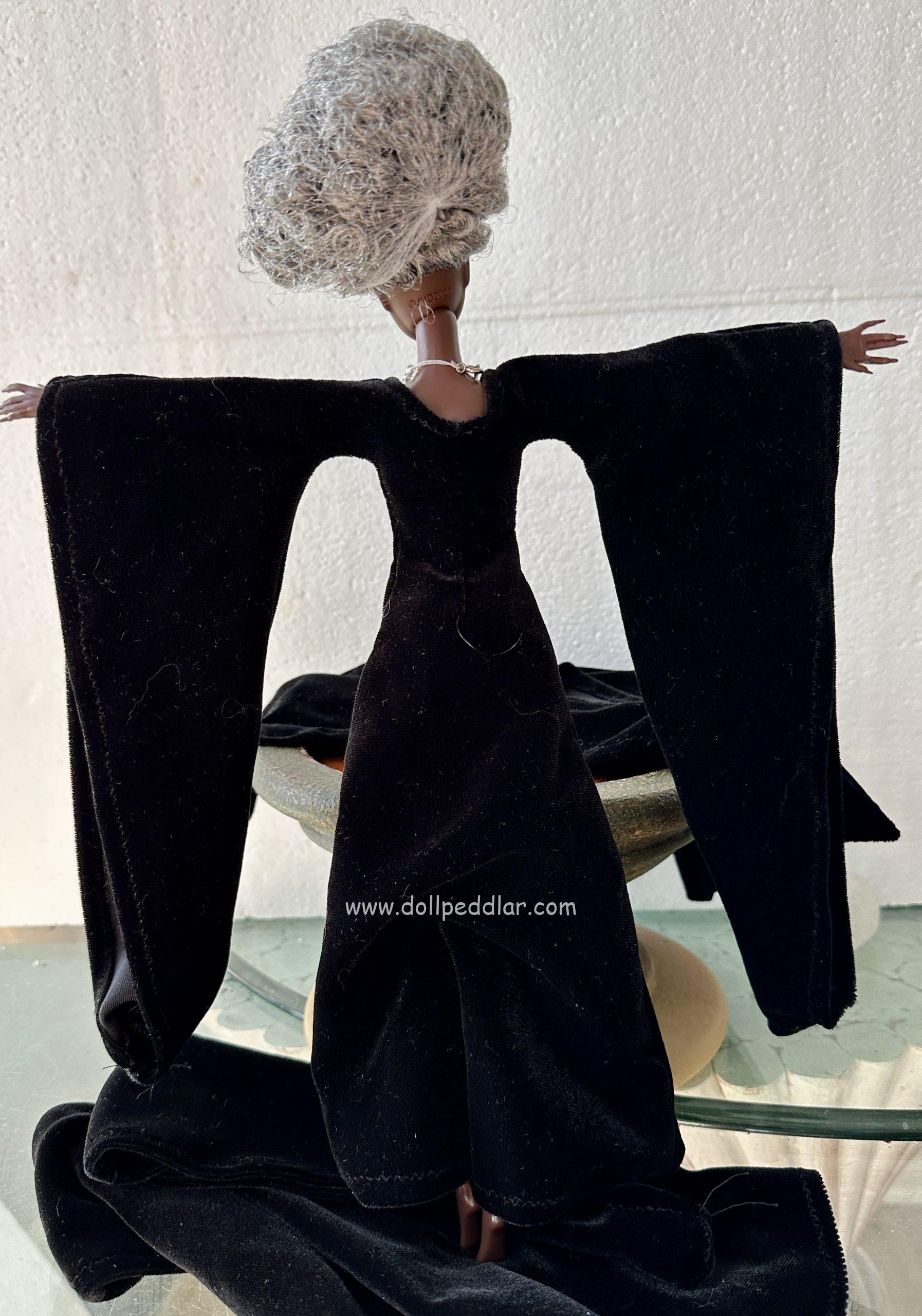 Black Medieval Velvet Dress for 12" Dolls - Image 3
